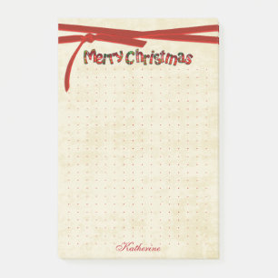Notas Post-it® Cuadrícula de puntos Feliz Navidad Tartán tipogr