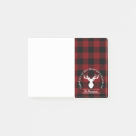 Notas Post-it® Cuadro de Búfalo Rojo y Negro Nombre de Familia