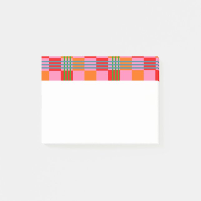 Notas Post-it® Cuadro Escocés Retro (Anverso)