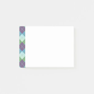 Notas Post-it® Cuadros de estilo Argyle púrpura azul y verde