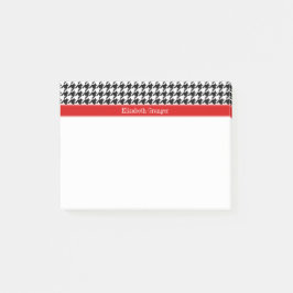 Notas Post-it® Cuadros negros y blancos Rojo Monograma de nombre