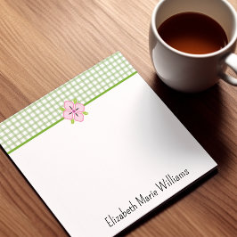 Notas Post-it® Cuadros Verdes Rosa Floral Personalizado