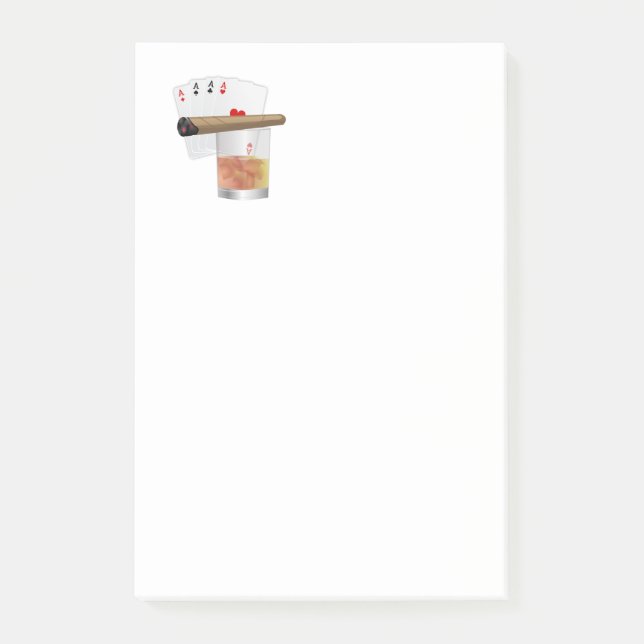 Notas Post-it® Cuatro Ases, Una Bebida Y Un Cigar (Anverso)