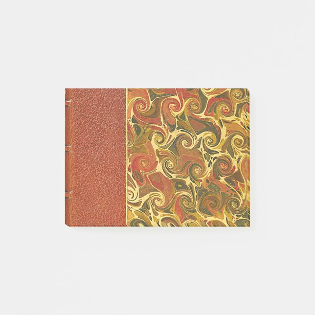 Notas Post-it® Cubierta de libro antiguo con patrón de remolino o (Anverso)