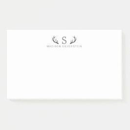 Notas Post-it® Cuerna de Ciervo Elegante Gris Monograma