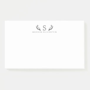 Notas Post-it® Cuerna de Ciervo Elegante Gris Monograma