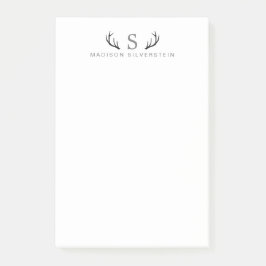 Notas Post-it® Cuerno de ciervo elegante gris monograma