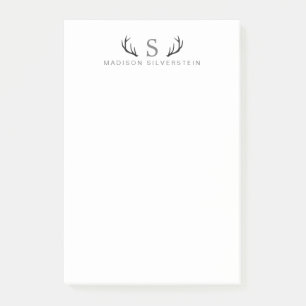 Notas Post-it® Cuerno de ciervo elegante gris monograma