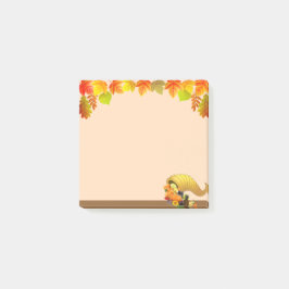 Notas Post-it® Cuerno de la Abundancia, Hojas de Otoño sobre Beig