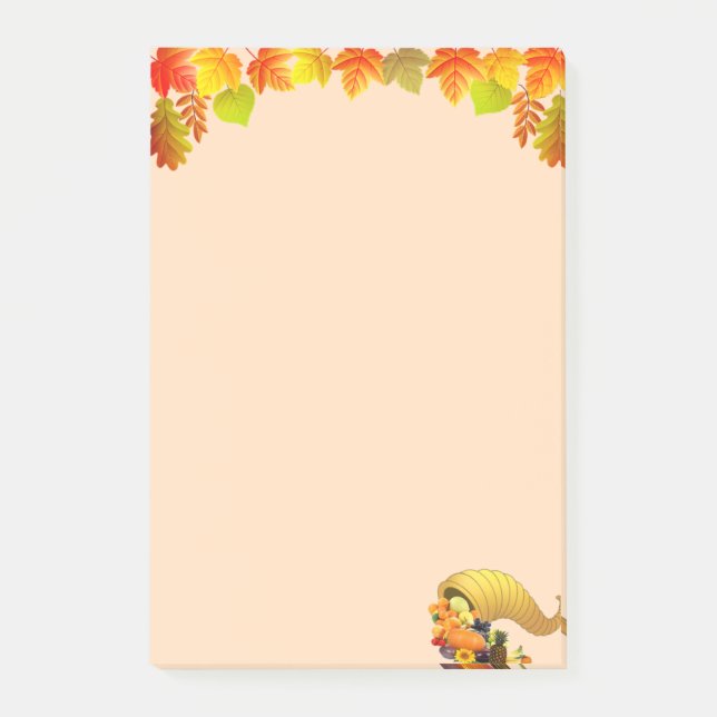 Notas Post-it® Cuerno de la Abundancia, Hojas de Otoño sobre Beig (Anverso)