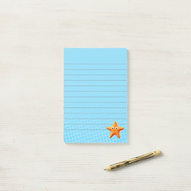 Notas Post-it® Cuidad Personalizado Starfish Blue Ocean Lined (Escritorio)