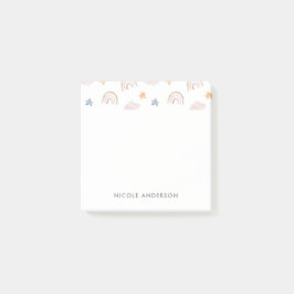 Notas Post-it® Cuidada acuarela Pastel Estrellas de nubes arcoiri