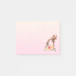 Notas Post-it® Cuidada jirafa acuarela mamá y bebé