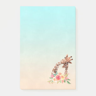 Notas Post-it® Cuidada jirafa acuarela mamá y bebé