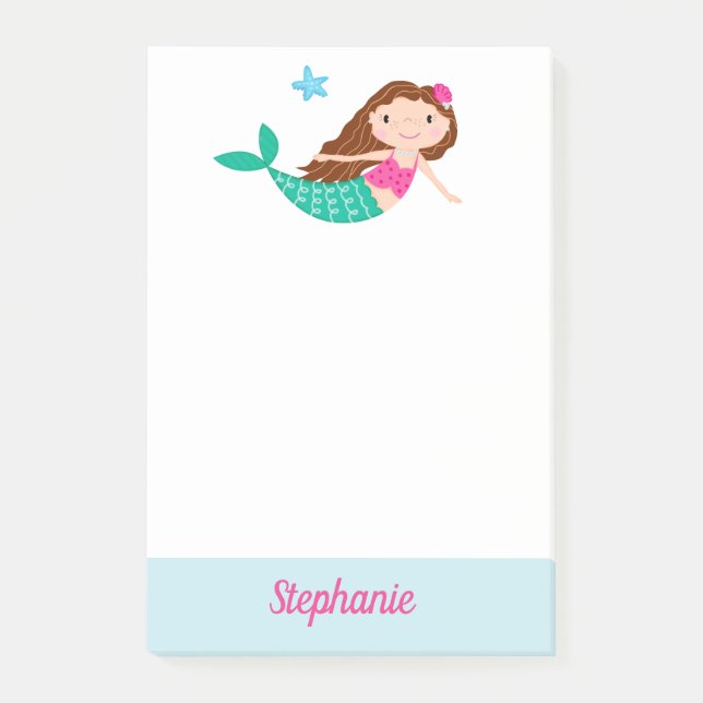 Notas Post-it® Cuidada Sirena Whimsical Personalizada (Anverso)