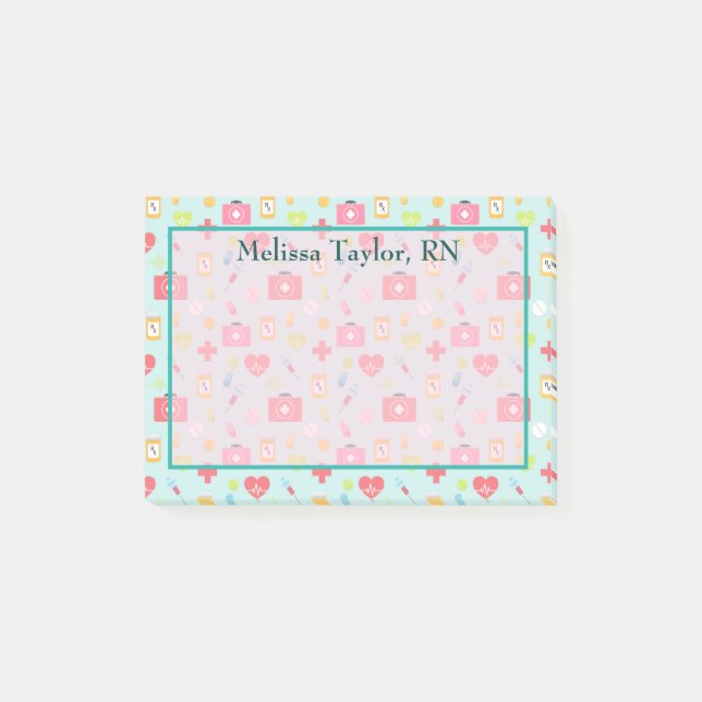 Notas Post-it® Cuidado tema médico Girly Healthcare Profesional (Anverso)