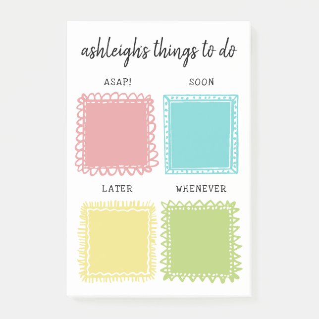 Notas Post-it® Cuidados Coloridos Marcos Para Hacer Cosas (Anverso)