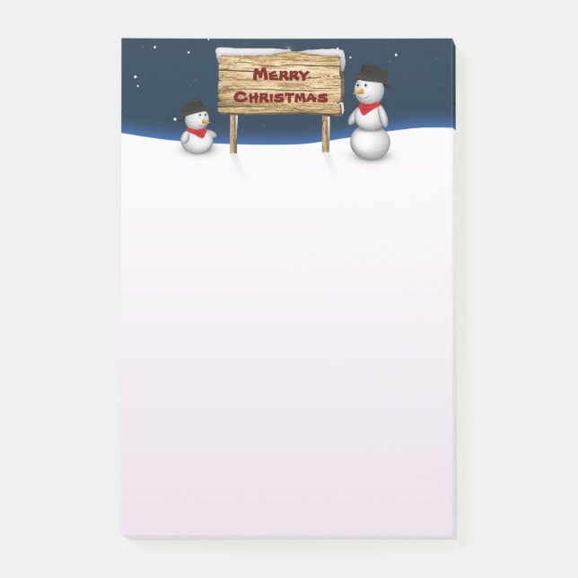 Notas Post-it® Cuidados hombres de nieve deseando Feliz Navidad (Anverso)