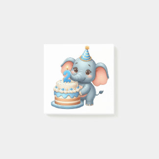 Notas Post-it® Cumpleaños 2 de elefante lindo