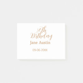 Notas Post-it® cumpleaños 30 cobre marrón simple elegante nombre