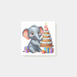 Notas Post-it® Cumpleaños 5 de elefante lindo