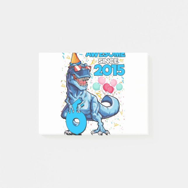 Notas Post-it® Cumpleaños 6 dinosaurio niños 6 años increíble (Anverso)
