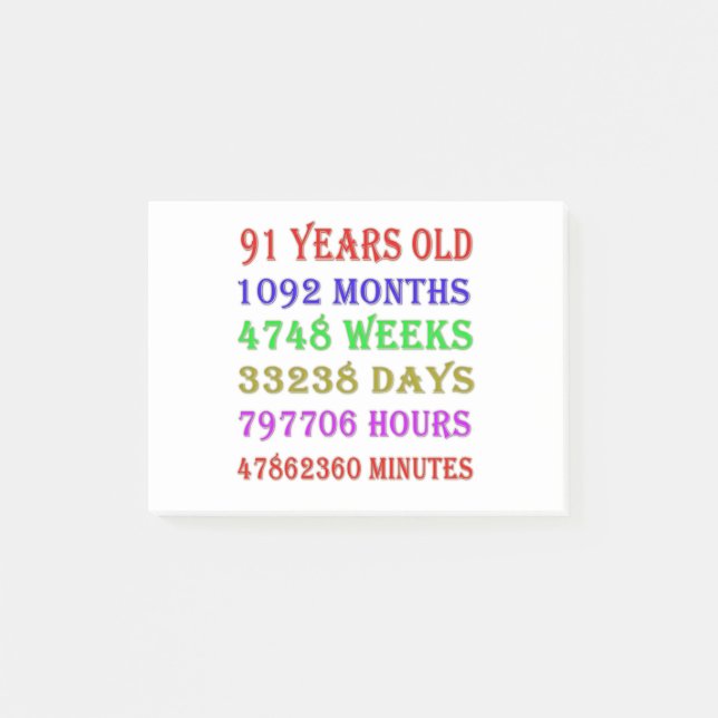 Notas Post-it® Cumpleaños 91 (Anverso)
