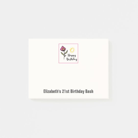 Notas Post-it® Cumpleaños bonito del ejemplo de Wildlflowers y de