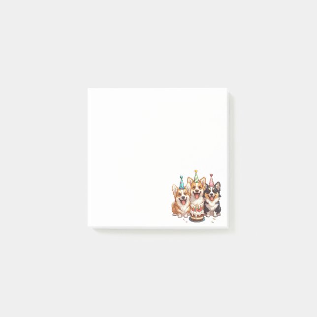 Notas Post-it® Cumpleaños Corgi Dogs (Anverso)