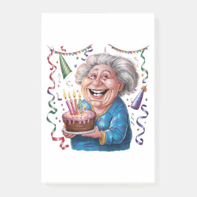 Notas Post-it® Cumpleaños de Abuela con Gran Sonrisa (Anverso)