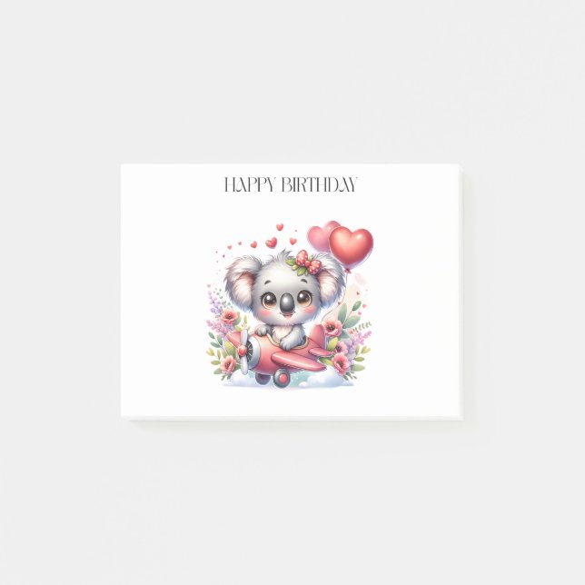 Notas Post-it® Cumpleaños de Koala Volador (Anverso)