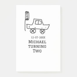 Notas Post-it® cumpleaños de Michael cumpliendo dos años coche de