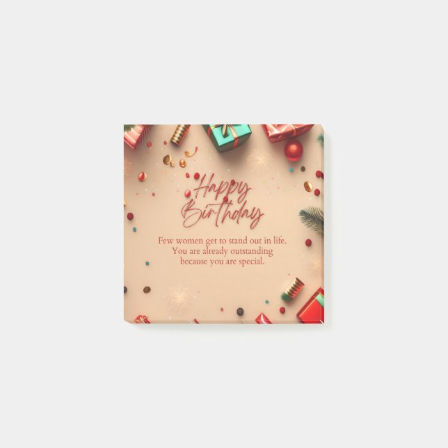 Notas Post-it® Cumpleaños de mujer destacada (Anverso)