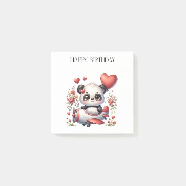 Notas Post-it® Cumpleaños del piloto panda (Anverso)