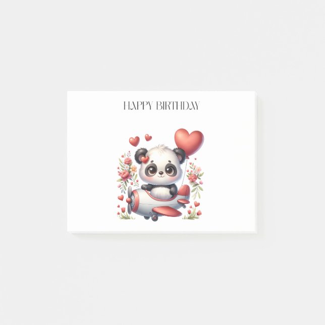 Notas Post-it® Cumpleaños del piloto panda (Anverso)