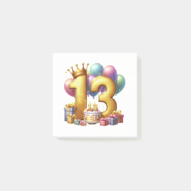Notas Post-it® Cumpleaños dorado 13 (Anverso)
