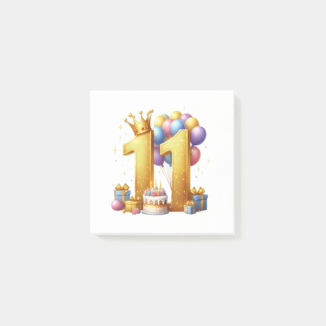 Notas Post-it® Cumpleaños dorado número 11 (Anverso)