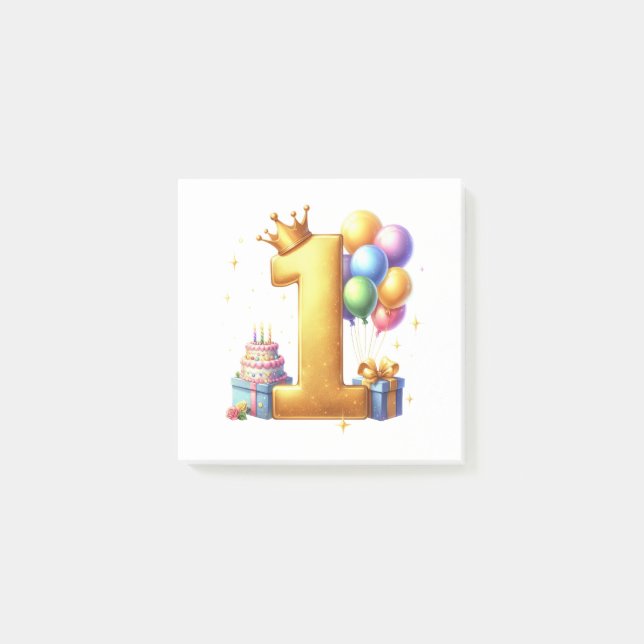 Notas Post-it® Cumpleaños dorado primero (Anverso)