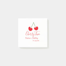 Notas Post-it® Cumpleaños dos 2º cereza roja niños simple 