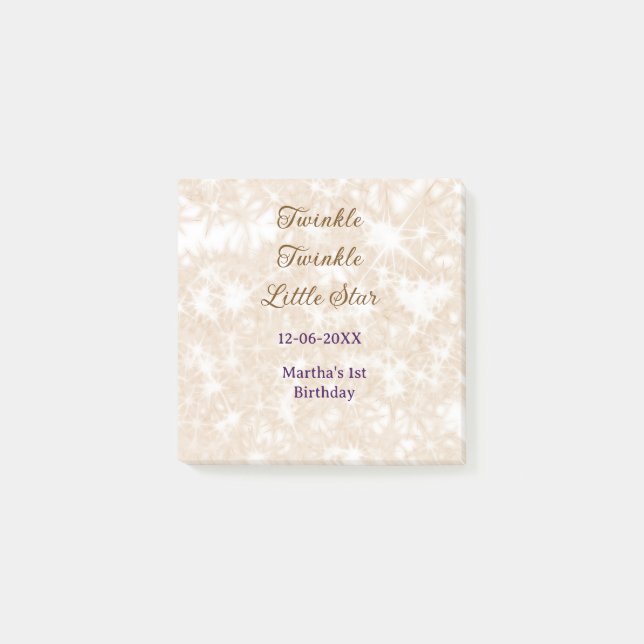 Notas Post-it® Cumpleaños estrella pequeña brillo brillo marrón (Anverso)