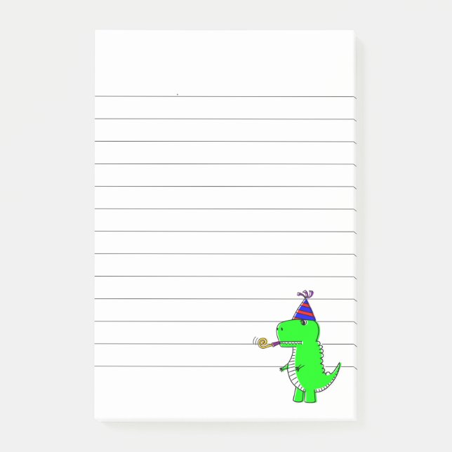 Notas Post-it® Cumpleaños Feliz Dinosaurio Lined (Anverso)
