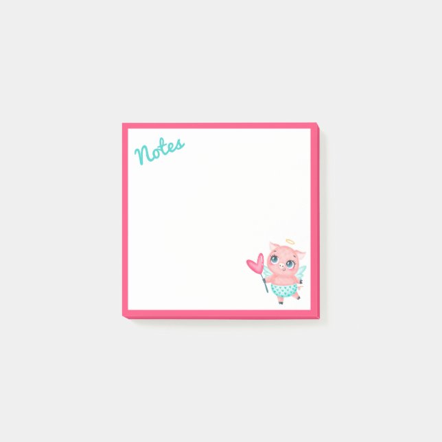Notas Post-it® Cupid Pig Post-It Notes (Anverso)