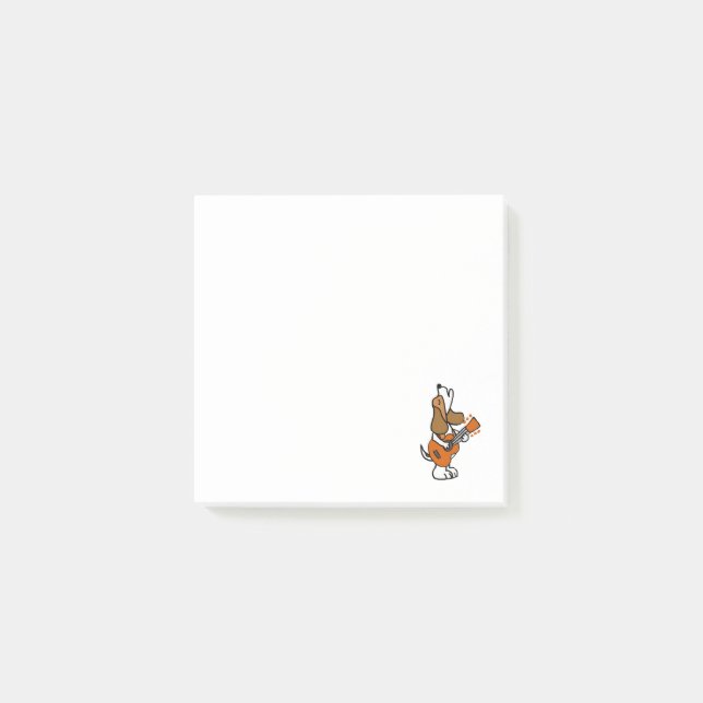 Notas Post-it® Curioso Perro Beagle cantando y tocando guitarra (Anverso)