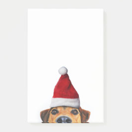 Notas Post-it® Curioso perro gracioso con Santa Hat