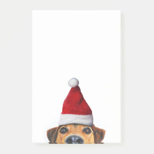 Notas Post-it® Curioso perro gracioso con Santa Hat