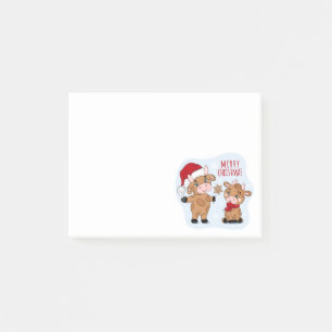Notas Post-it® Curso Feliz Navidad Vacas Festividad Moderna