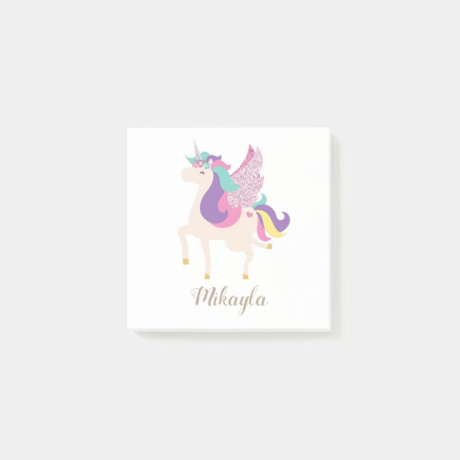 Notas Post-it® Curso simple de unicornio arcoiris personalizado (Anverso)