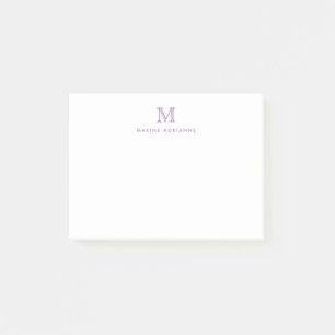 Notas Post-it® Curte Classic Moderno Simple Monograma Púrpura Ini