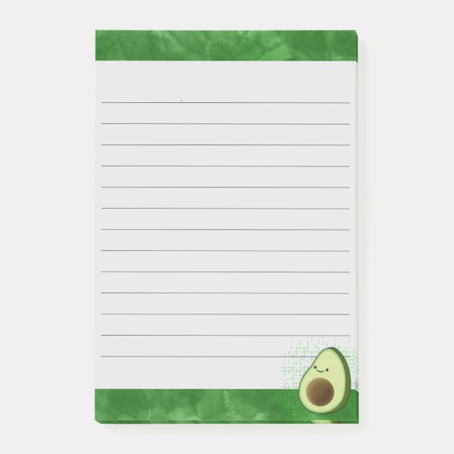 Notas Post-it® Curva de fondo de acuarela verde aguacate (Anverso)