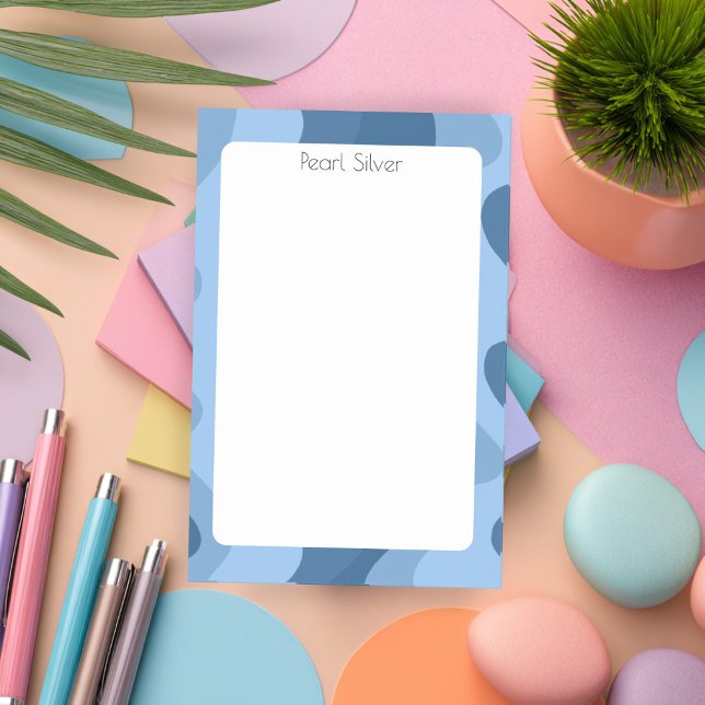 Notas Post-it® Curvas azules Moda PERSONALIZADO Monograma persona (Blue Stripes Curves CUSTOM Chic Monogram Personalized Post-it Notes
)